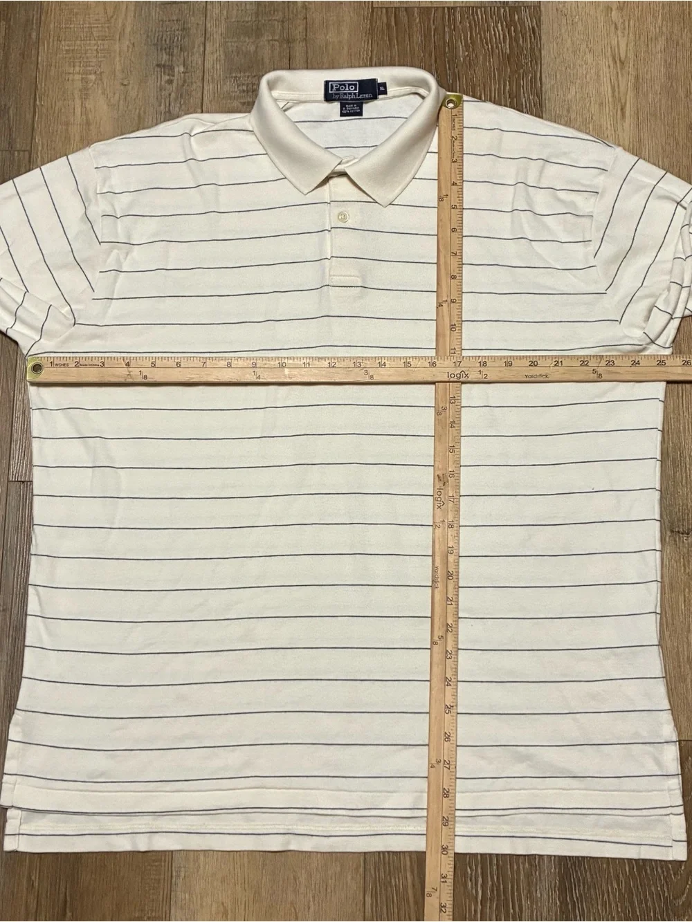 Vtg Polo Ralph Lauren Rugby Striped Long Sleeve Polo Shirt Mens XL Cream 90s Y2K